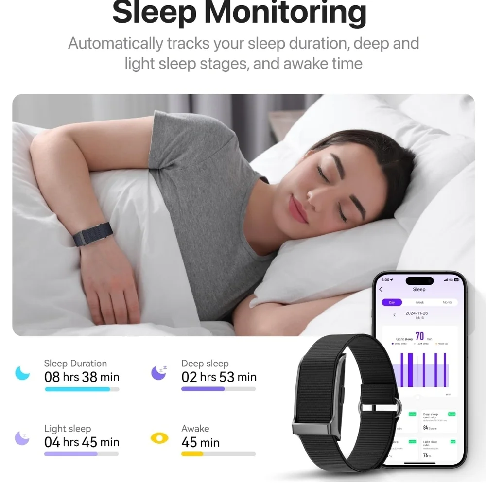 Sleek Black Wearable Fitness Tracker